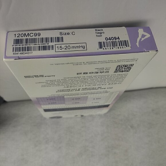 Sigvaris Well Being Black Graduated Compression Hosiery 120MC99 Size C  (NWT) - Picture 5 of 8